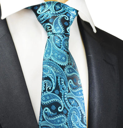Turquoise Fashionable Paisley Tie Paul Malone Ties - Paul Malone.com