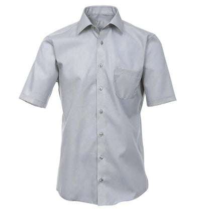 Grey Poplin Short Sleeve Dress Shirt Modena Shirts - Paul Malone.com
