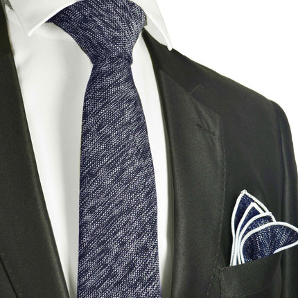 Navy Blue Cotton Tie Set by Paul Malone Paul Malone Ties - Paul Malone.com