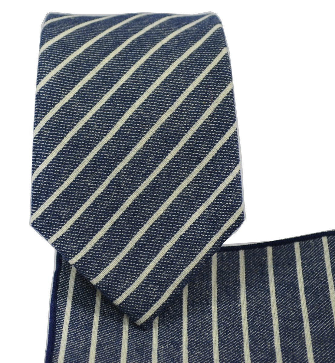 Blue Striped Linen Tie Set by Paul Malone | Paul Malone