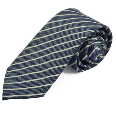 Blue Striped Linen Tie Set by Paul Malone Paul Malone Ties - Paul Malone.com