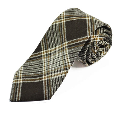 Mustang Brown Plaid Linen Tie and Pocket Square by Paul Malone Paul Malone Ties - Paul Malone.com