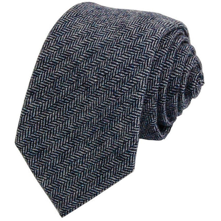 Midnight Navy and Grey Patterned Wool Necktie Paul Malone Ties - Paul Malone.com