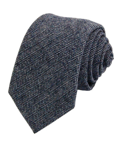 Midnight Navy and Grey Patterned Wool Necktie Paul Malone Ties - Paul Malone.com
