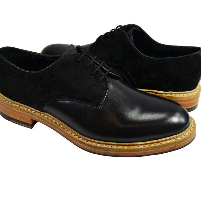 HARVARD Black Nappa and Suede Leather Darby Paul Malone Shoes - Paul Malone.com