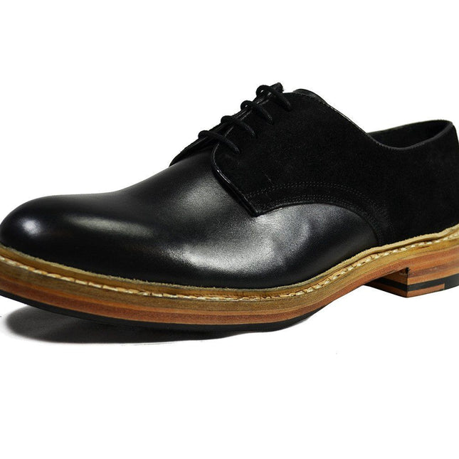 HARVARD Black Nappa and Suede Leather Darby Paul Malone Shoes - Paul Malone.com