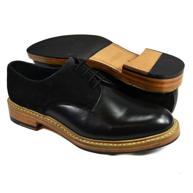 HARVARD Black Nappa and Suede Leather Darby Paul Malone Shoes - Paul Malone.com