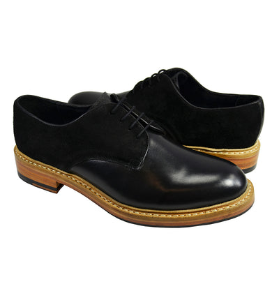 HARVARD Black Nappa and Suede Leather Darby Paul Malone Shoes - Paul Malone.com