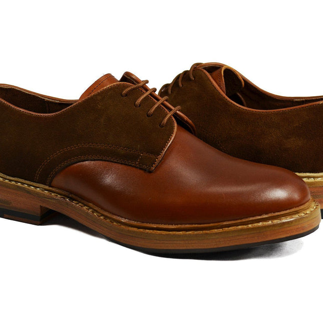 HARVARD Brown Derby in Nappa and Suede Leathers Paul Malone Shoes - Paul Malone.com
