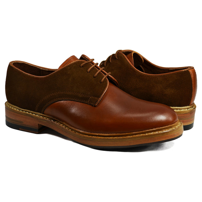 HARVARD Brown Derby in Nappa and Suede Leathers Paul Malone Shoes - Paul Malone.com