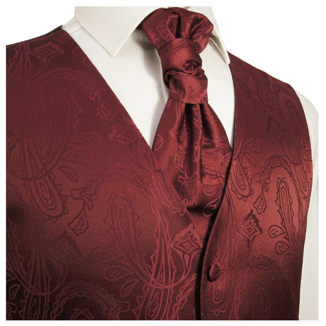 Burgundy Paisley Tuxedo Vest Set Paul Malone Vest - Paul Malone.com