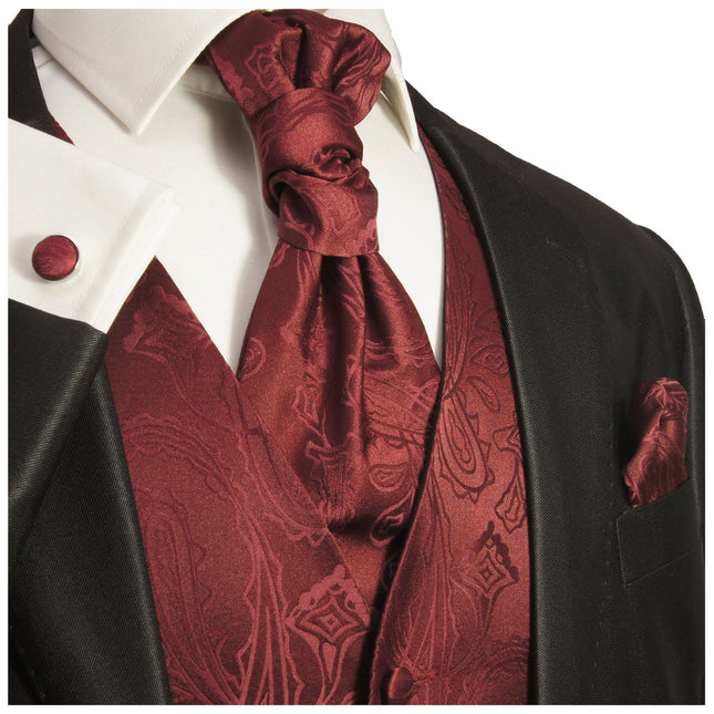 Burgundy Paisley Tuxedo Vest Set Paul Malone Vest - Paul Malone.com