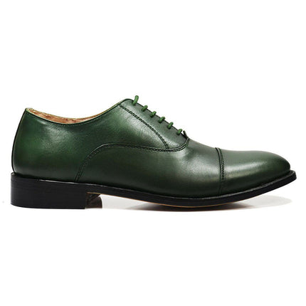 HUDSON Cap-toe in Smoke Pine Green, Full Leather by Paul Malone Paul Malone Shoes - Paul Malone.com