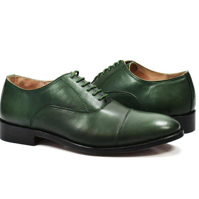 HUDSON Cap-toe in Smoke Pine Green, Full Leather by Paul Malone Paul Malone Shoes - Paul Malone.com