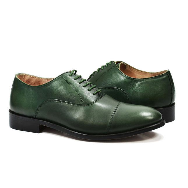 HUDSON Cap-toe in Smoke Pine Green, Full Leather by Paul Malone Paul Malone Shoes - Paul Malone.com