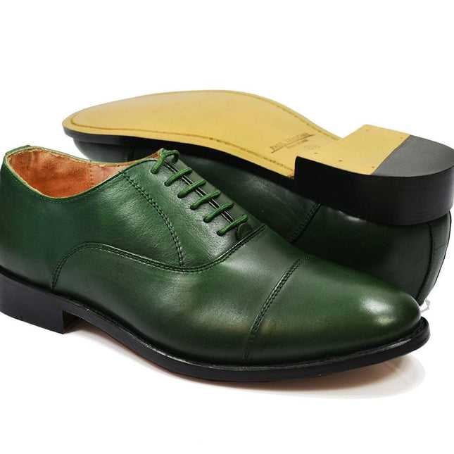 HUDSON Cap-toe in Smoke Pine Green, Full Leather by Paul Malone Paul Malone Shoes - Paul Malone.com