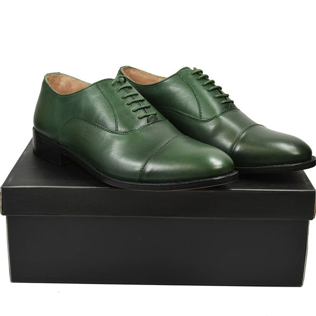 HUDSON Cap-toe in Smoke Pine Green, Full Leather by Paul Malone Paul Malone Shoes - Paul Malone.com