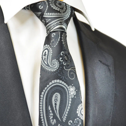 Black Artisan Paisley Men's Tie Paul Malone Ties - Paul Malone.com