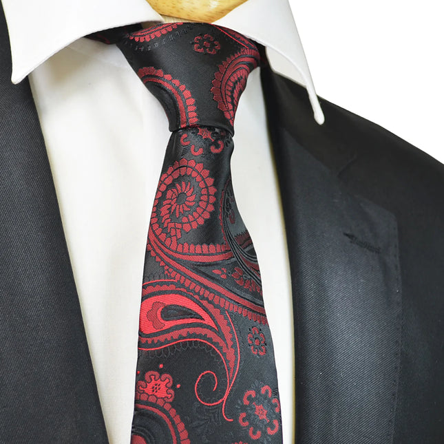 Burgundy Artisan Paisley Men's Tie Paul Malone Ties - Paul Malone.com