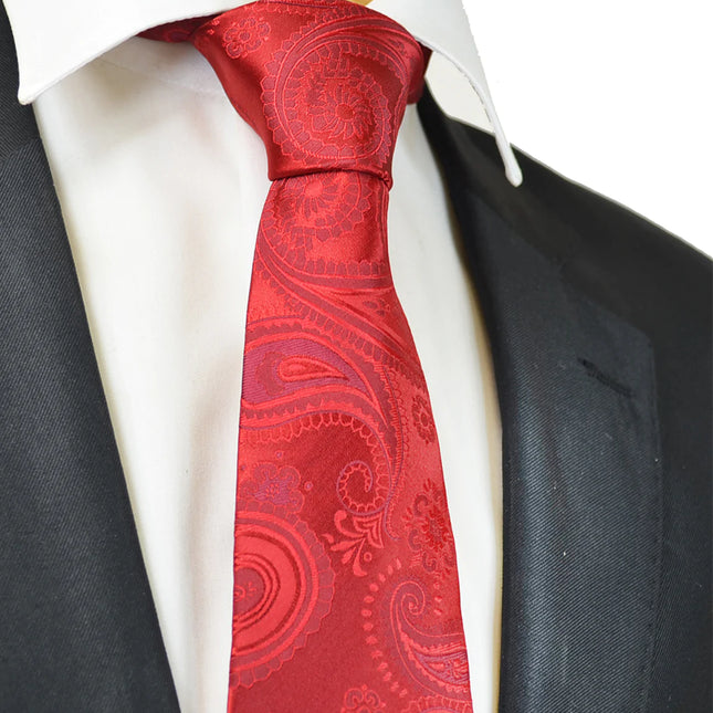 Red Artisan Paisley Men's Tie Paul Malone Ties - Paul Malone.com