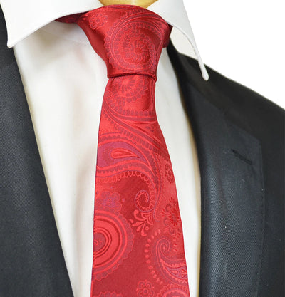 Red Artisan Paisley Men's Tie Paul Malone Ties - Paul Malone.com