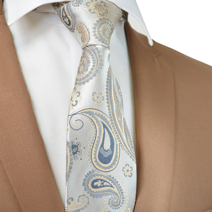 Tan Artisan Paisley Men's Tie Paul Malone Ties - Paul Malone.com