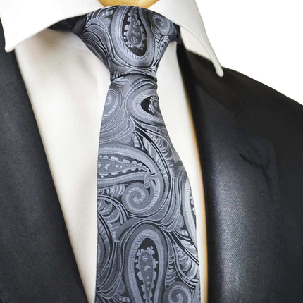 Classic Grey Paisley Necktie for Men Paul Malone Ties - Paul Malone.com