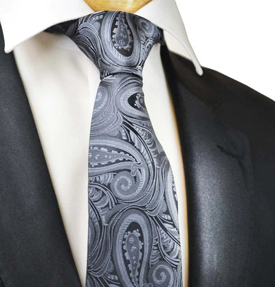 Classic Grey Paisley Necktie for Men Paul Malone Ties - Paul Malone.com
