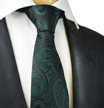 Classic Emerald Green Paisley Necktie for Men Paul Malone Ties - Paul Malone.com