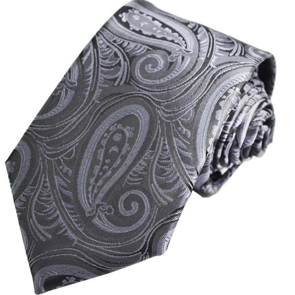 Classic Grey Paisley Necktie for Men Paul Malone Ties - Paul Malone.com