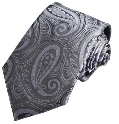 Classic Grey Paisley Necktie for Men Paul Malone Ties - Paul Malone.com