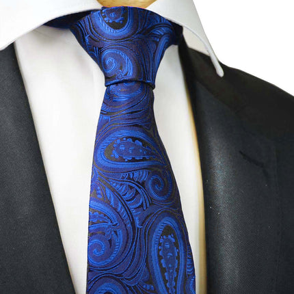 Classic Royal Blue Paisley Necktie for Men Paul Malone Ties - Paul Malone.com