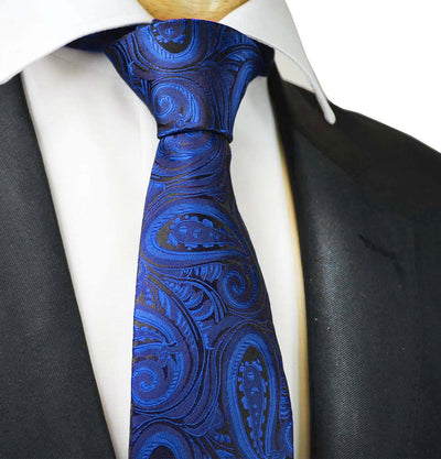 Classic Royal Blue Paisley Necktie for Men Paul Malone Ties - Paul Malone.com