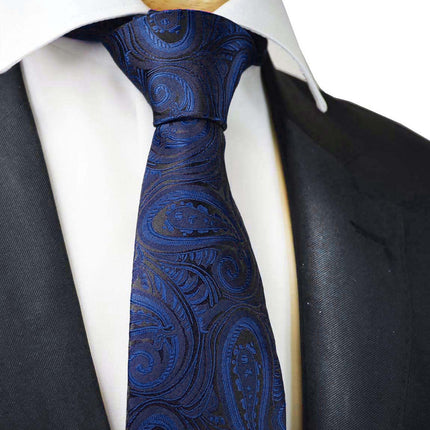 Classic Navy Blue Paisley Necktie for Men Paul Malone Ties - Paul Malone.com