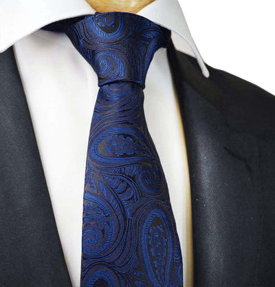 Classic Navy Blue Paisley Necktie for Men Paul Malone Ties - Paul Malone.com
