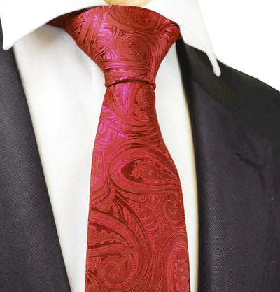 Classic Red Paisley Necktie for Men Paul Malone Ties - Paul Malone.com