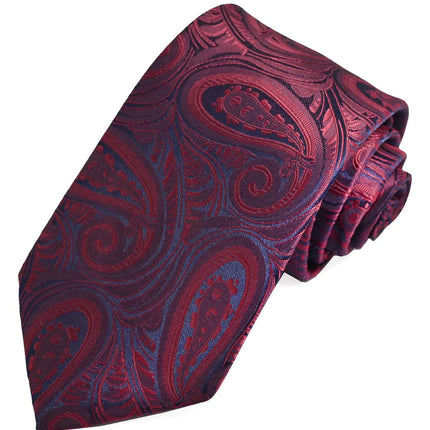 Classic Wine Red Paisley Necktie for Men Paul Malone Ties - Paul Malone.com