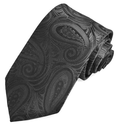 Classic Black Paisley Necktie for Men Paul Malone Ties - Paul Malone.com