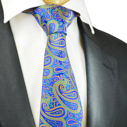 Extraordinary Vivid Blue Paisley Design Tie Paul Malone Ties - Paul Malone.com