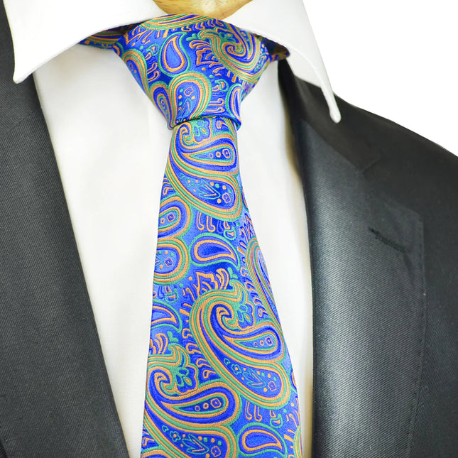 Extraordinary Vivid Blue Paisley Design Tie Paul Malone Ties - Paul Malone.com