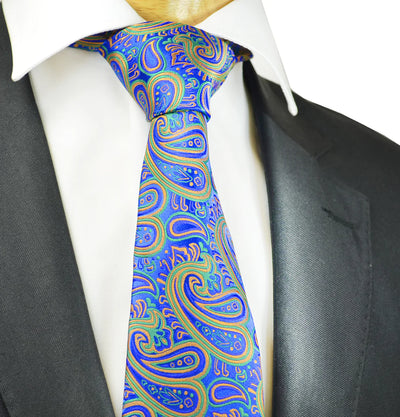 Extraordinary Vivid Blue Paisley Design Tie Paul Malone Ties - Paul Malone.com