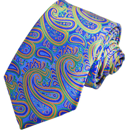 Extraordinary Vivid Blue Paisley Design Tie Paul Malone Ties - Paul Malone.com