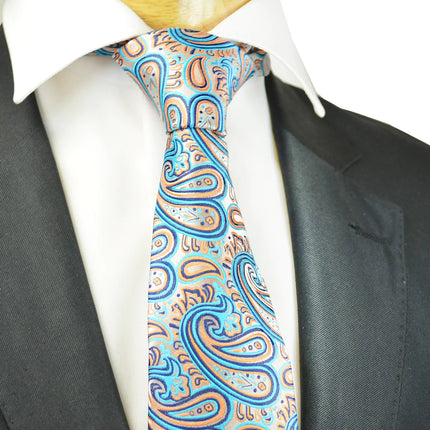 Extraordinary Blue Curacao Paisley Design Tie Paul Malone Ties - Paul Malone.com