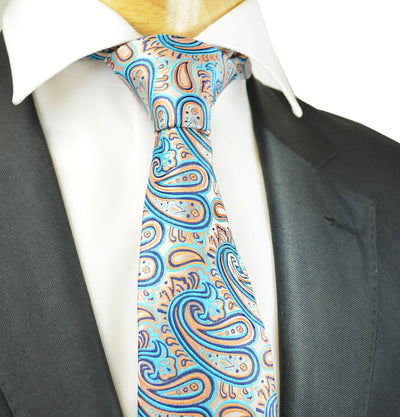 Extraordinary Blue Curacao Paisley Design Tie Paul Malone Ties - Paul Malone.com
