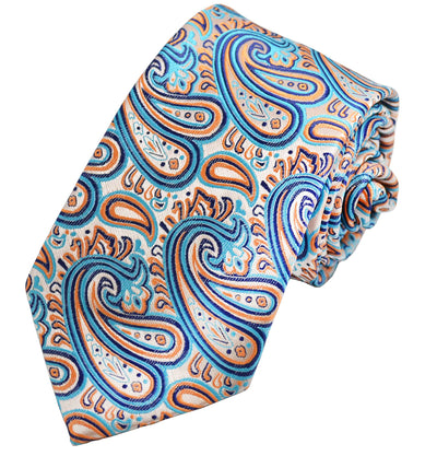 Extraordinary Blue Curacao Paisley Design Tie Paul Malone Ties - Paul Malone.com