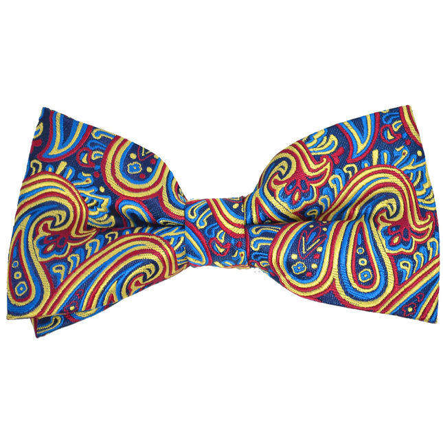Navy Gold Extraordinary Paisley Bow Tie Paul Malone Bow Ties - Paul Malone.com