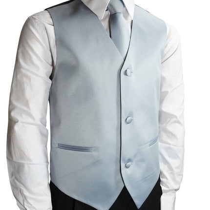 Solid Light Grey Boys Tuxedo Vest and Necktie Set Brand Q Vest - Paul Malone.com
