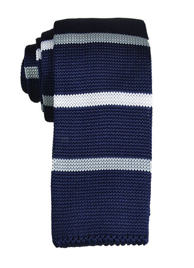 Navy and White Striped Knit Tie by Paul Malone Paul Malone Ties - Paul Malone.com