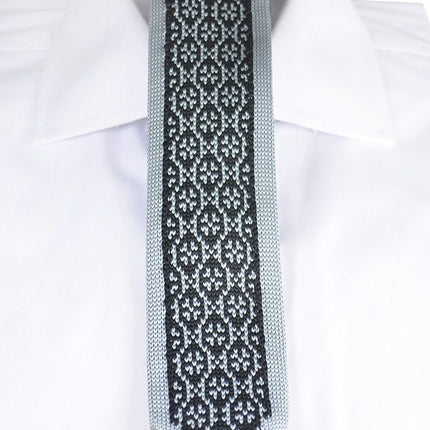 Grey and Black Patterned Knit Tie by Paul Malone Paul Malone Ties - Paul Malone.com