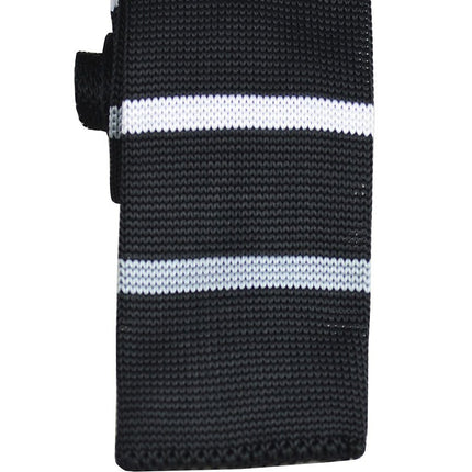Black and White Striped Knit Tie by Paul Malone Paul Malone Ties - Paul Malone.com